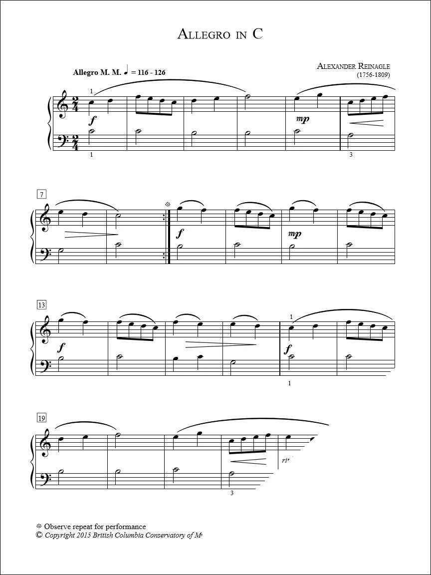 Allegro in C - Reinagle