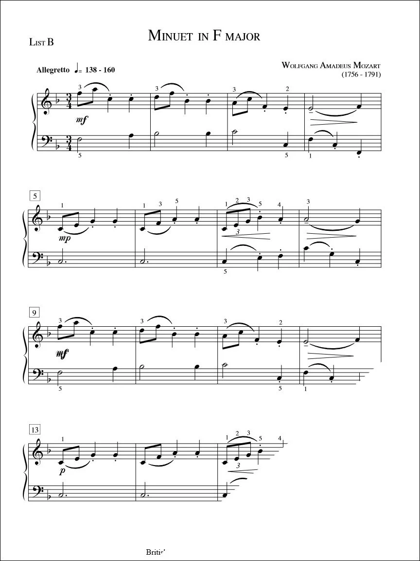 Minuet in F Major - W.A. Mozart