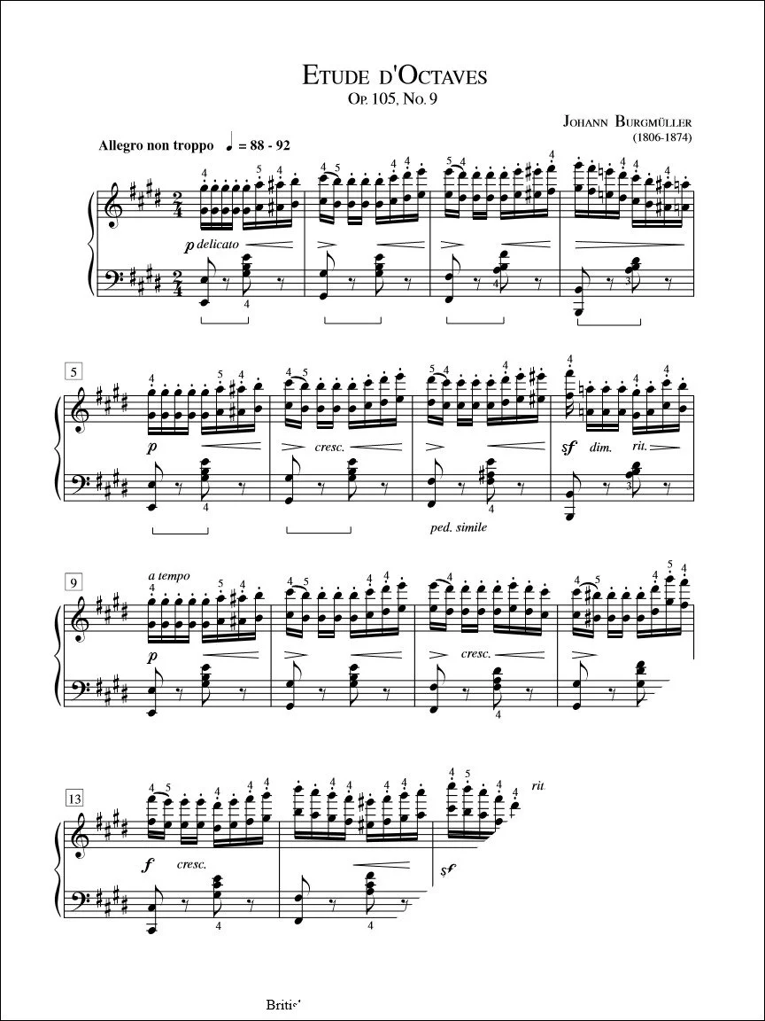 Etude D'Octaves (Op. 105 No. 9) - Burgmuller
