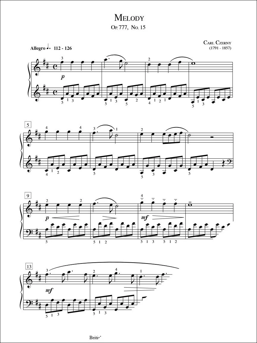 Melody (Op. 777 No. 15) - Czerny