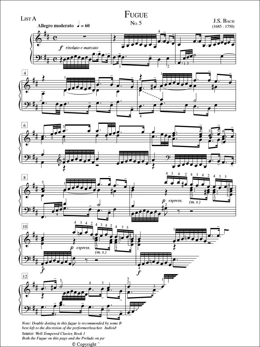 Fugue (No. 5) - J.S. Bach