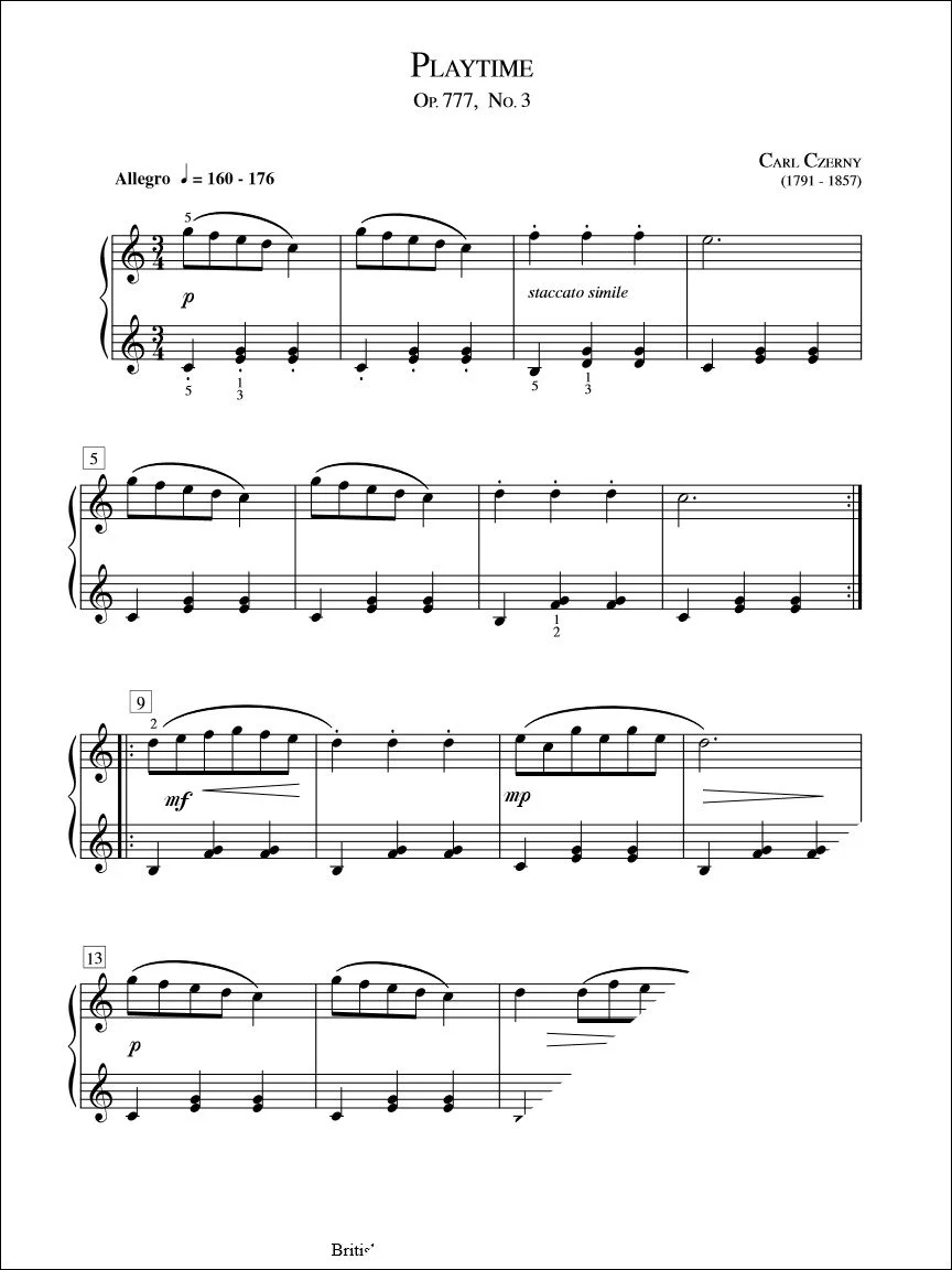 Playtime (Op. 777 No. 3) - Czerny