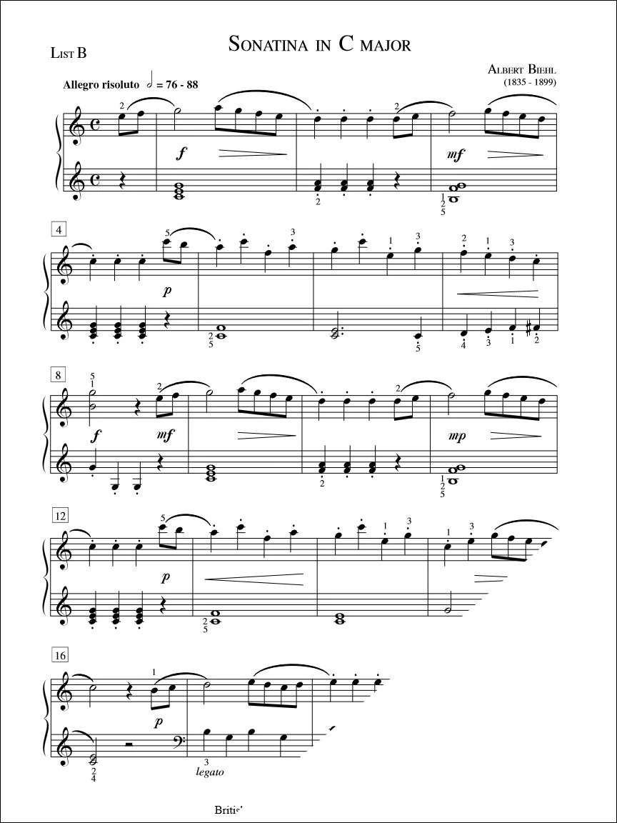 Sonatina in C Major - Biehl