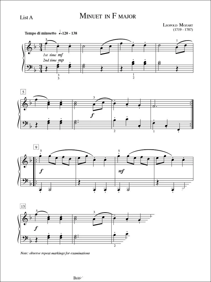 Minuet in F Major - L. Mozart