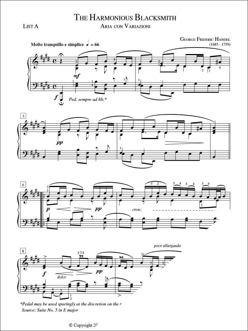 The Harmonious Blacksmith - Handel