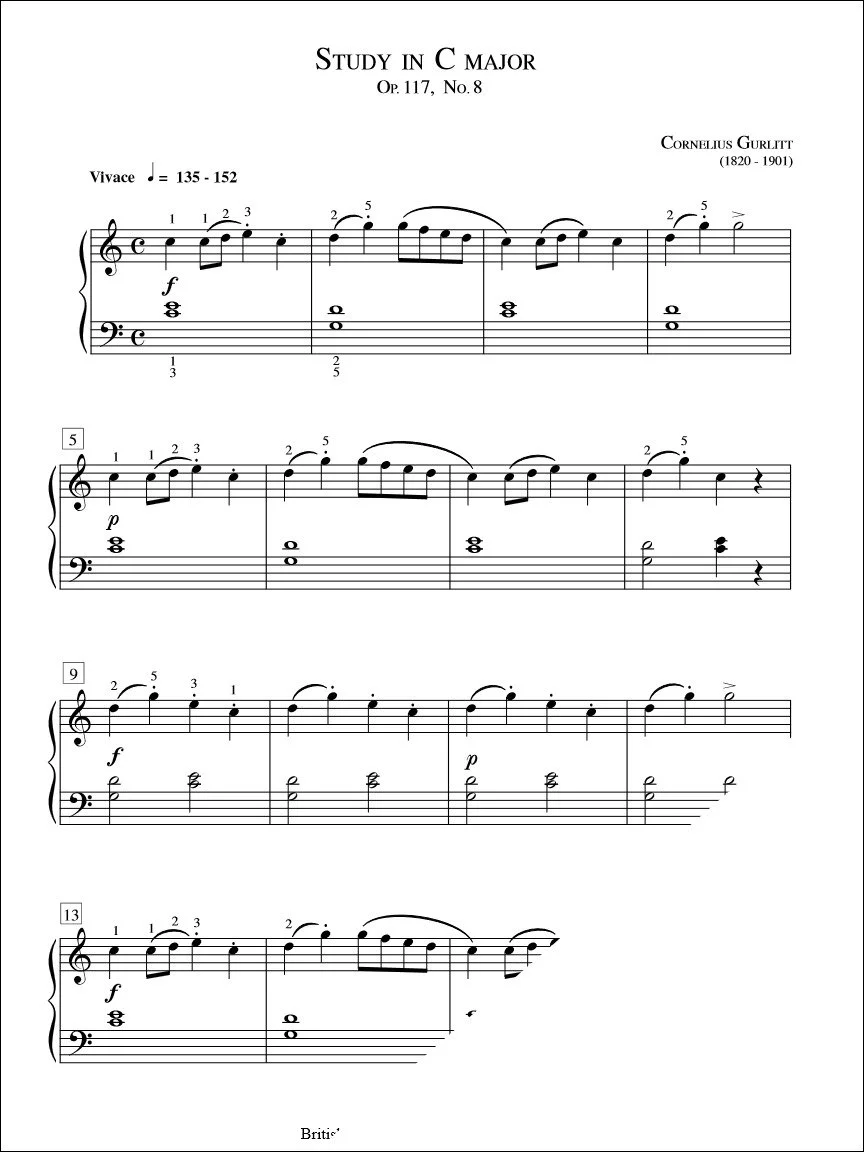 Study in C Major (Op. 117 No. 8) - Gurlitt