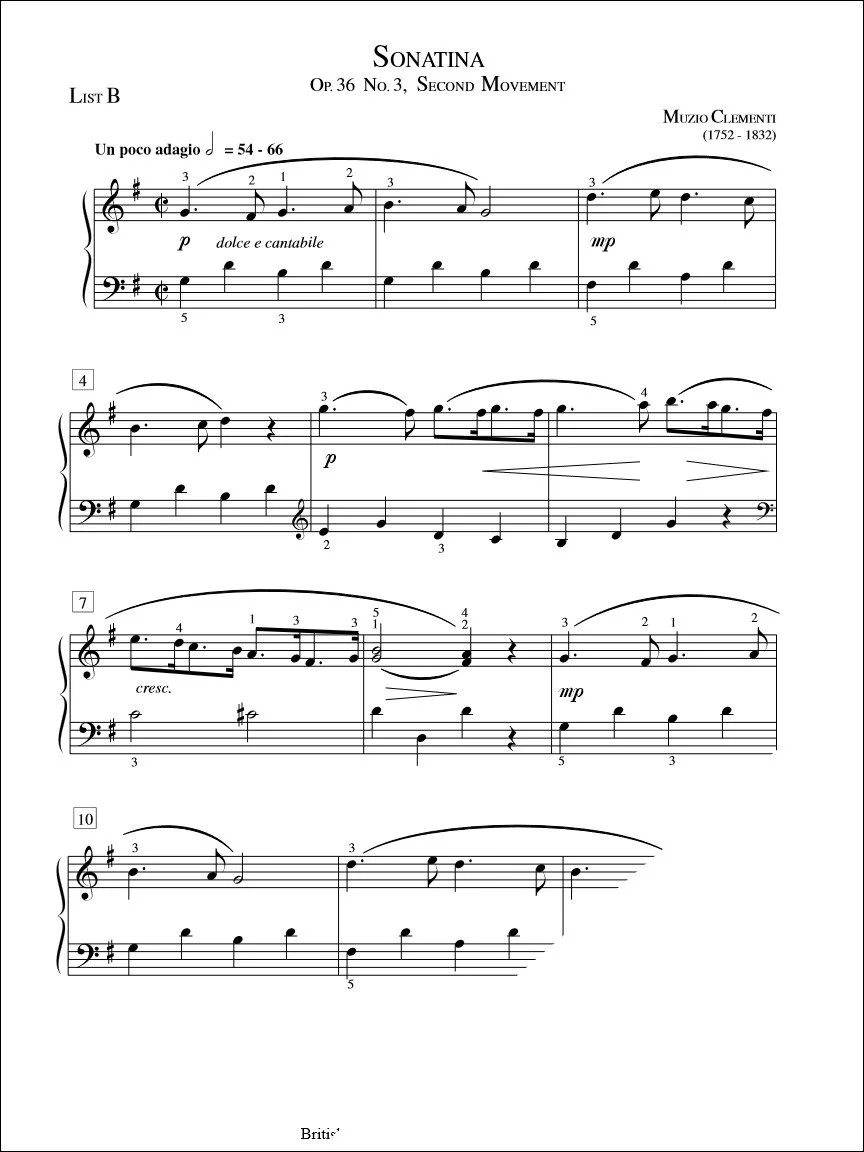 Sonatina, Op. 36 No. 3 (2nd mvt) - Clementi