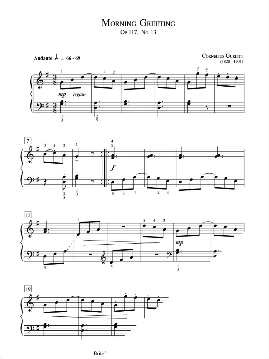 Morning Greeting (Op. 117 No. 13) - Gurlitt
