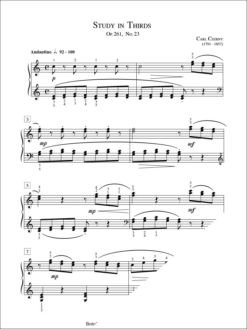 Study in Thirds (Op. 261 No. 23) - Czerny