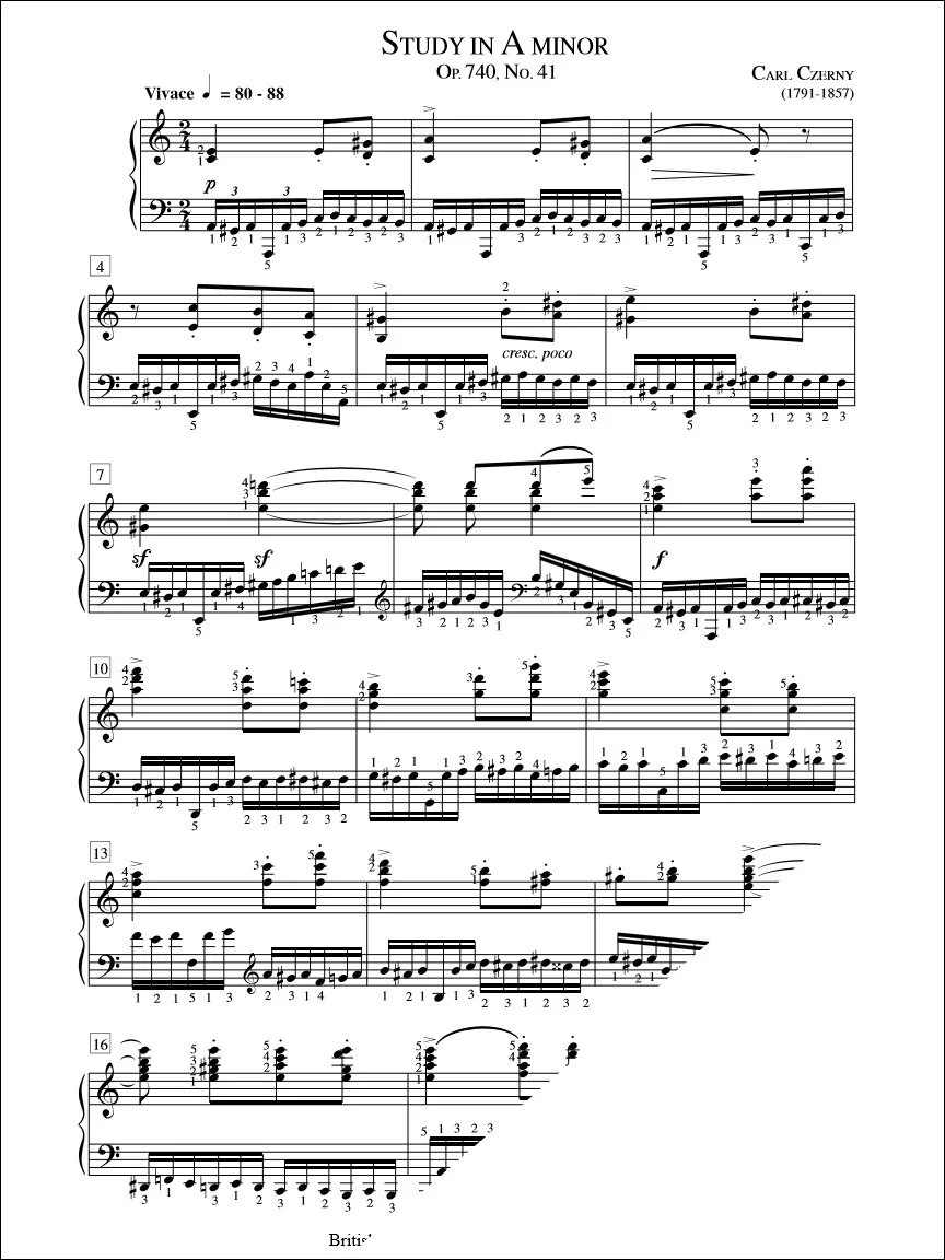 Study in A Minor (Op. 740 No. 41) - Czerny