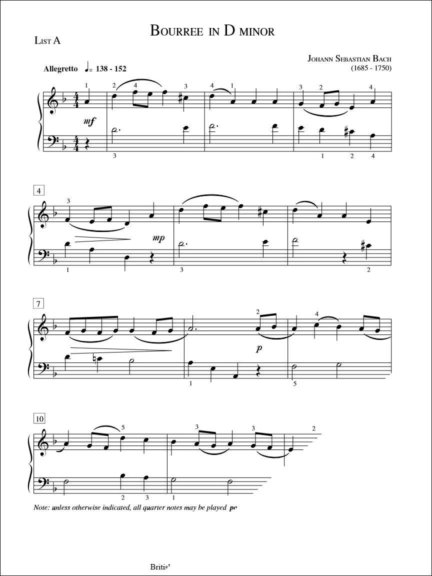 Bourree in D Minor - J.S. Bach
