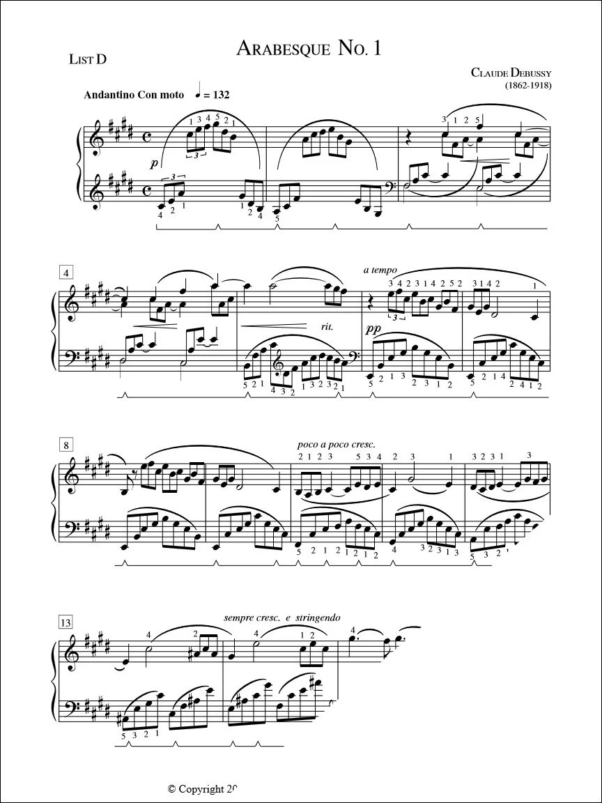 Arabesque No. 1 - Debussy