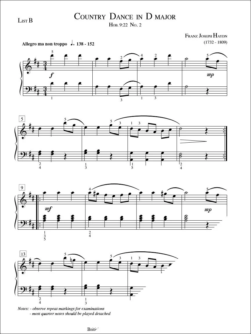 Country Dance in D Major - Haydn