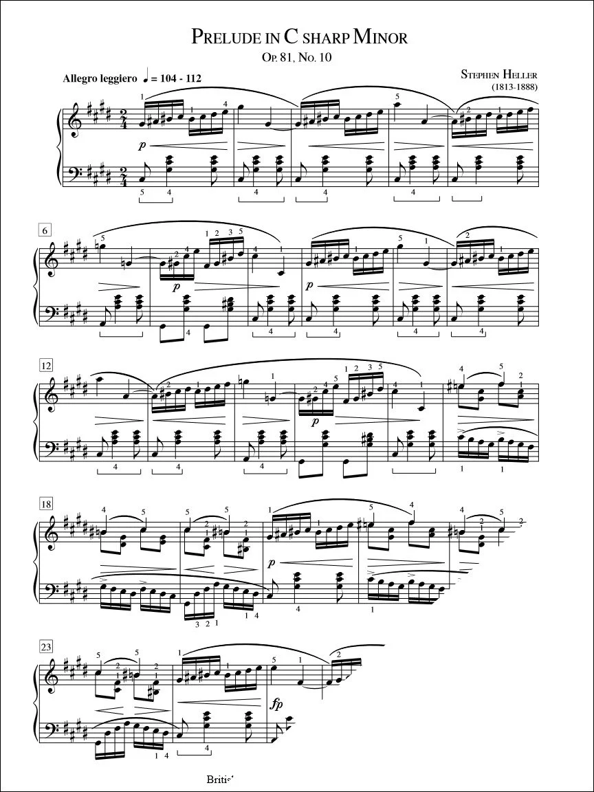 Prelude in C Sharp Minor (Op. 81 No. 10) - Heller