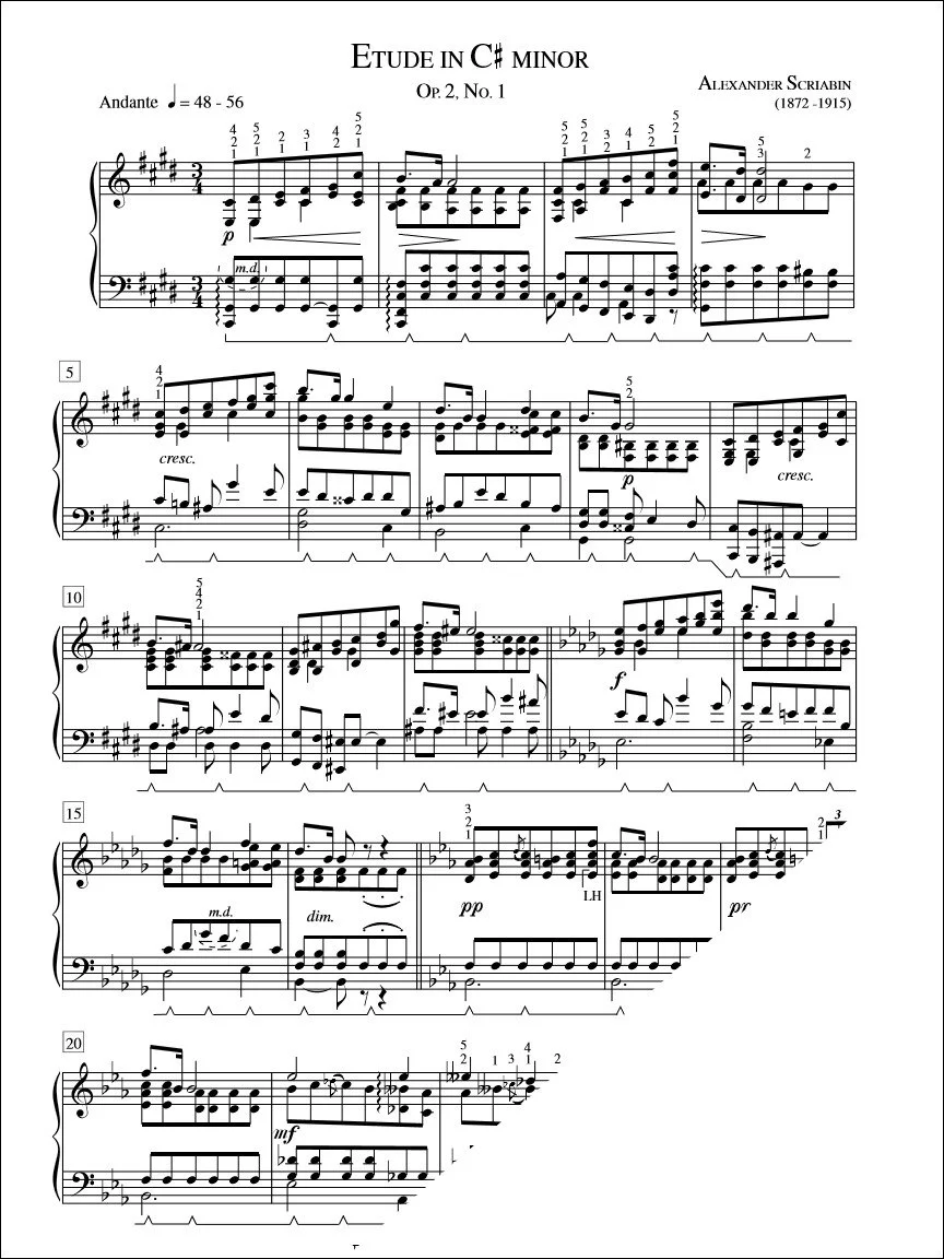 Etude in C Sharp Minor (Op. 2 No. 1) - Scriabin