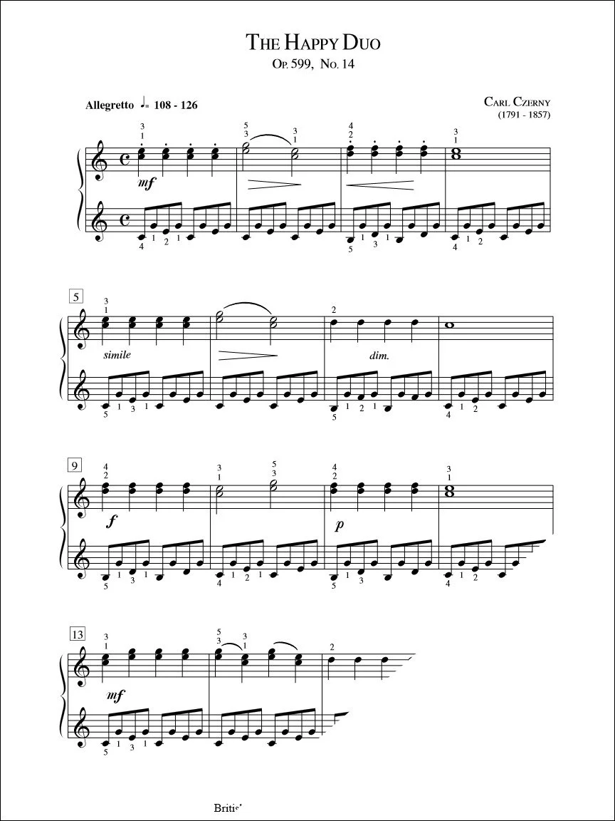 The Happy Duo (Op. 599 No. 14) - Czerny