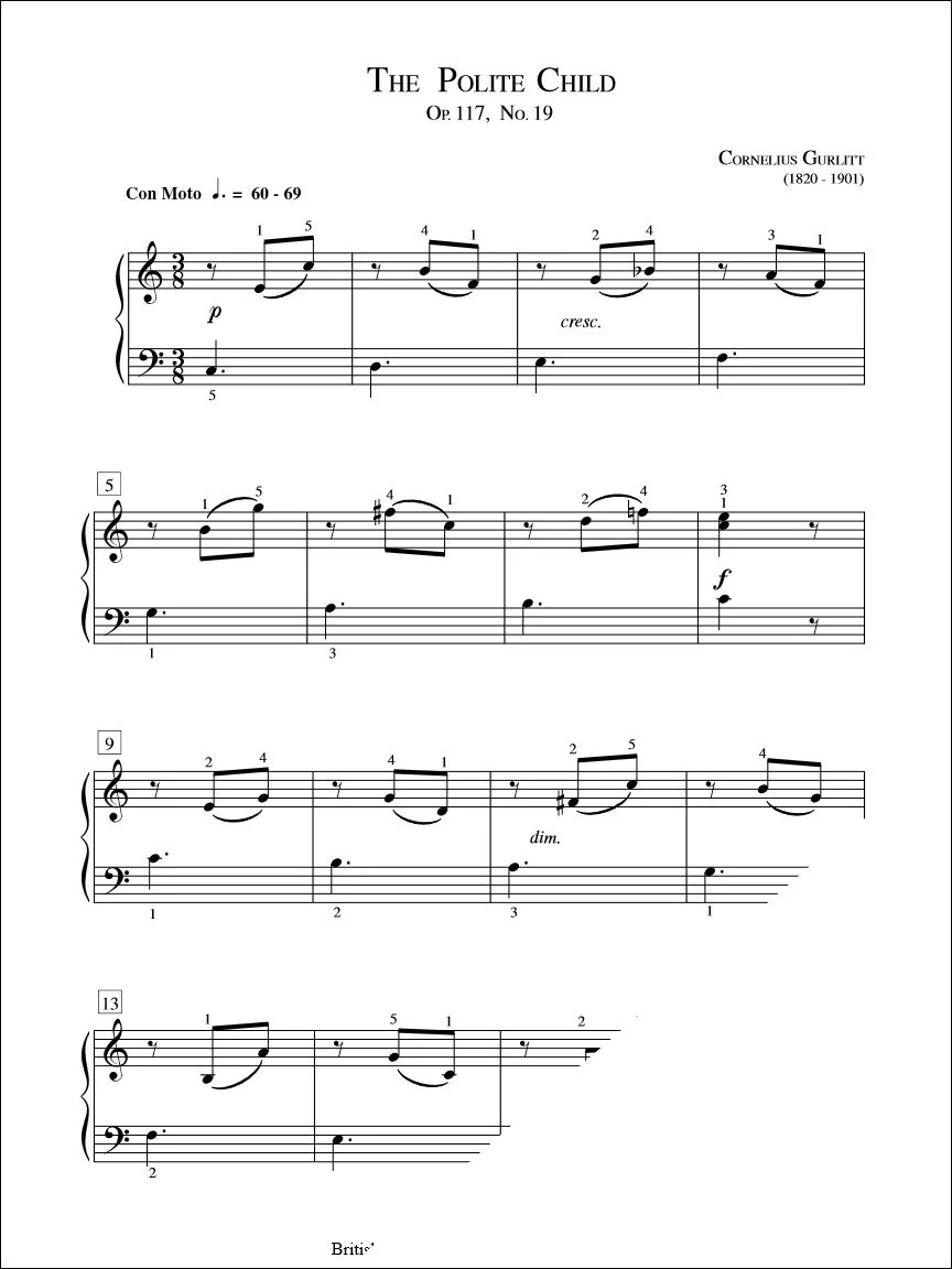 The Polite Child (Op. 117 No. 19) - Gurlitt