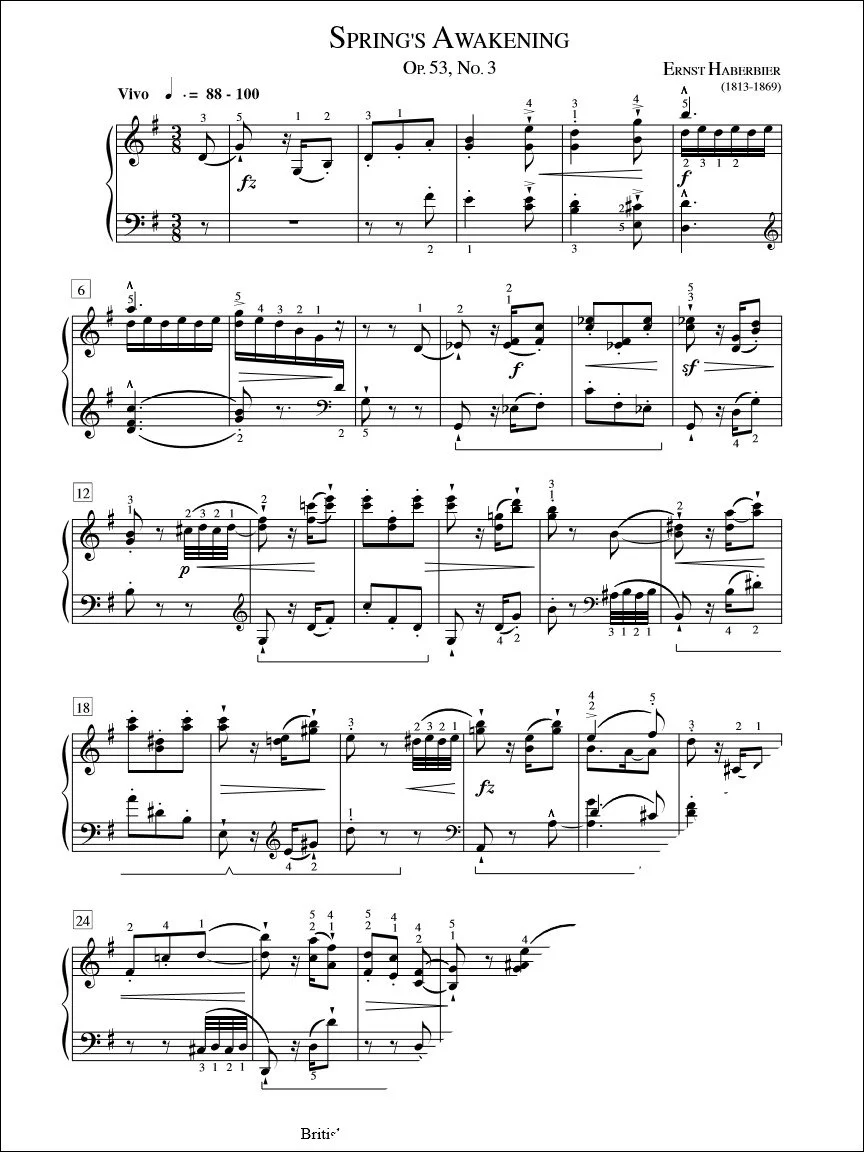 Spring's Awakening (Op. 53 No. 3) - Haberbier
