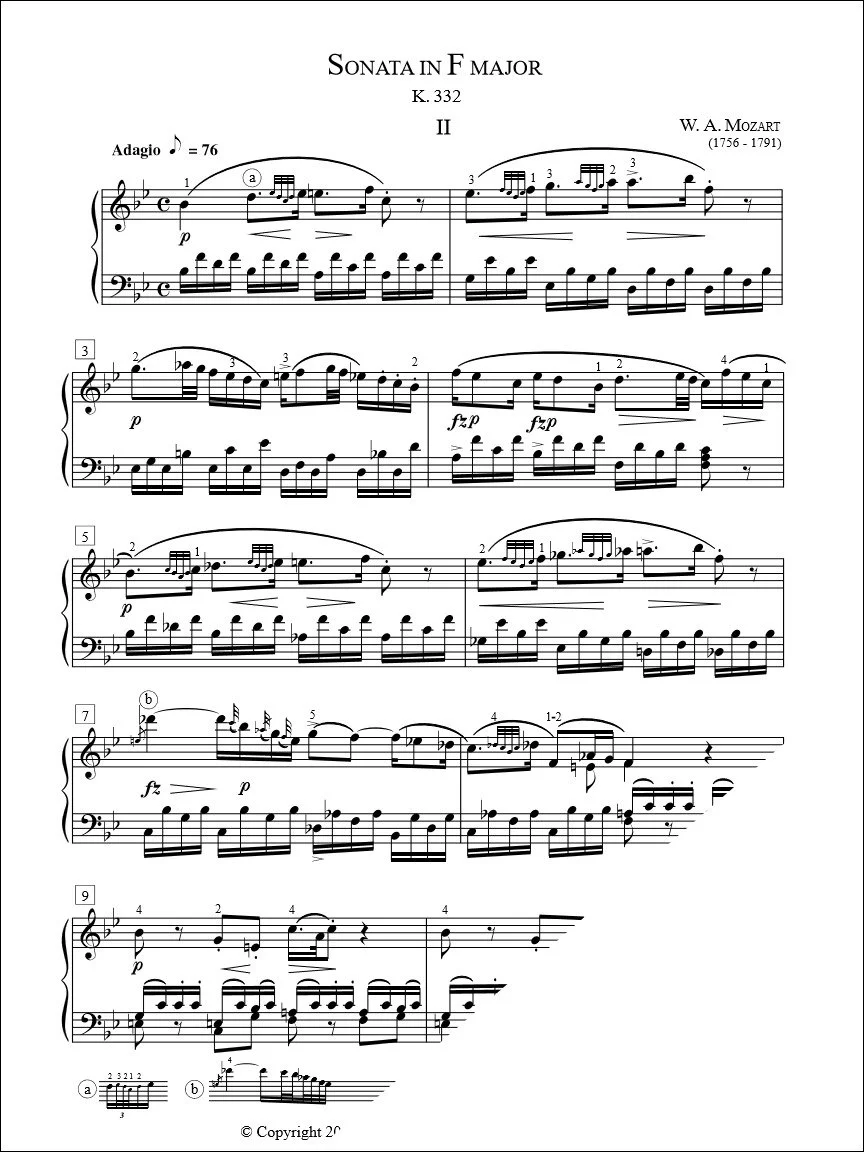 Sonata in F Major, K. 332 (2nd mvt) - W.A. Mozart
