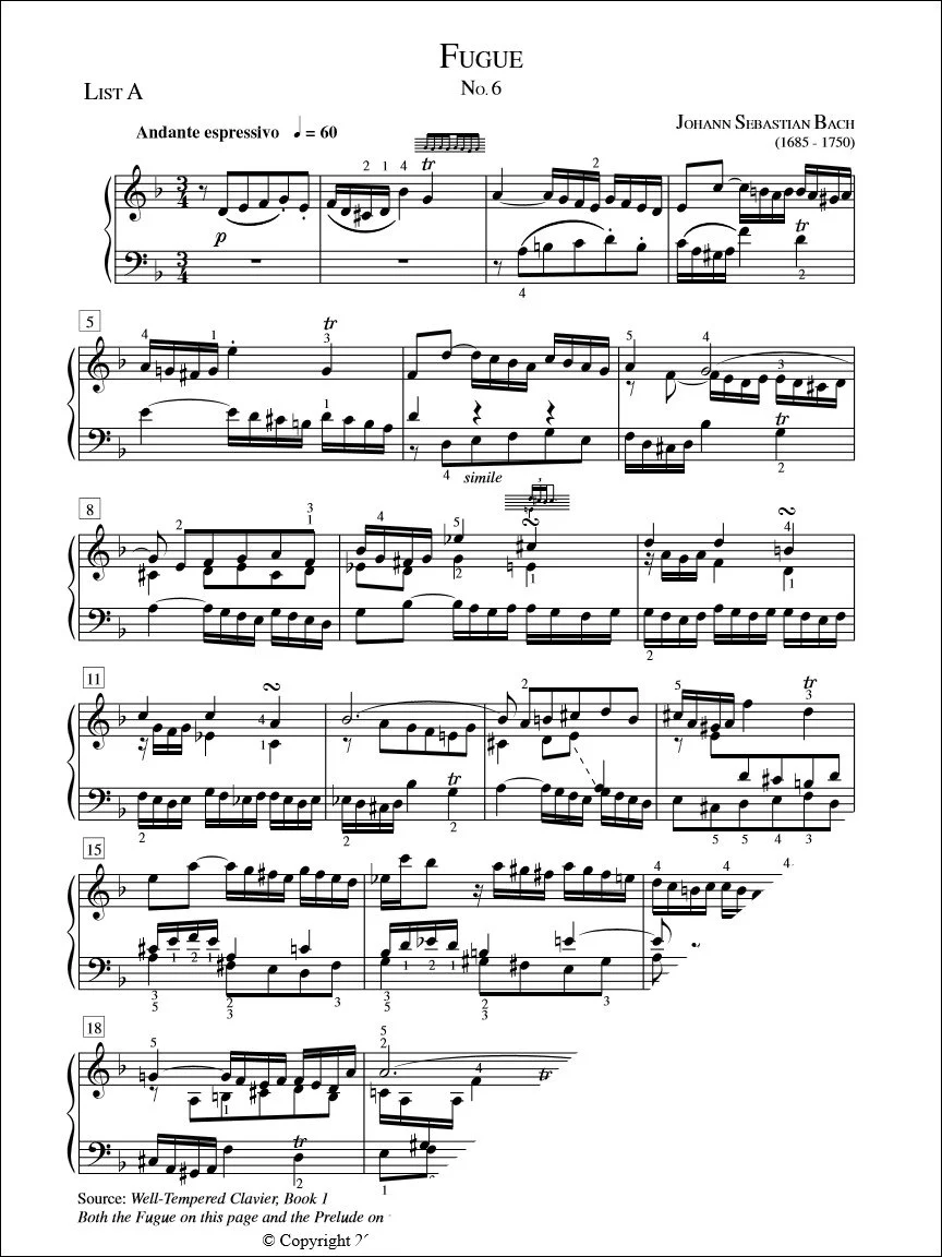 Fugue (No. 6) - J.S. Bach
