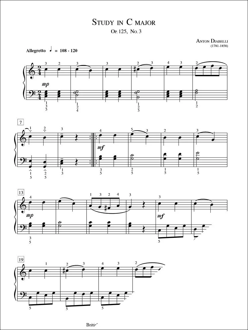 Study in C Major (Op. 125 No. 3) - Diabelli