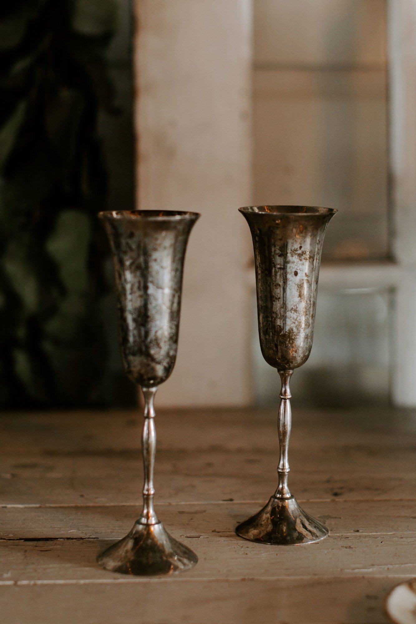 Tall Silver Toasting Glasses