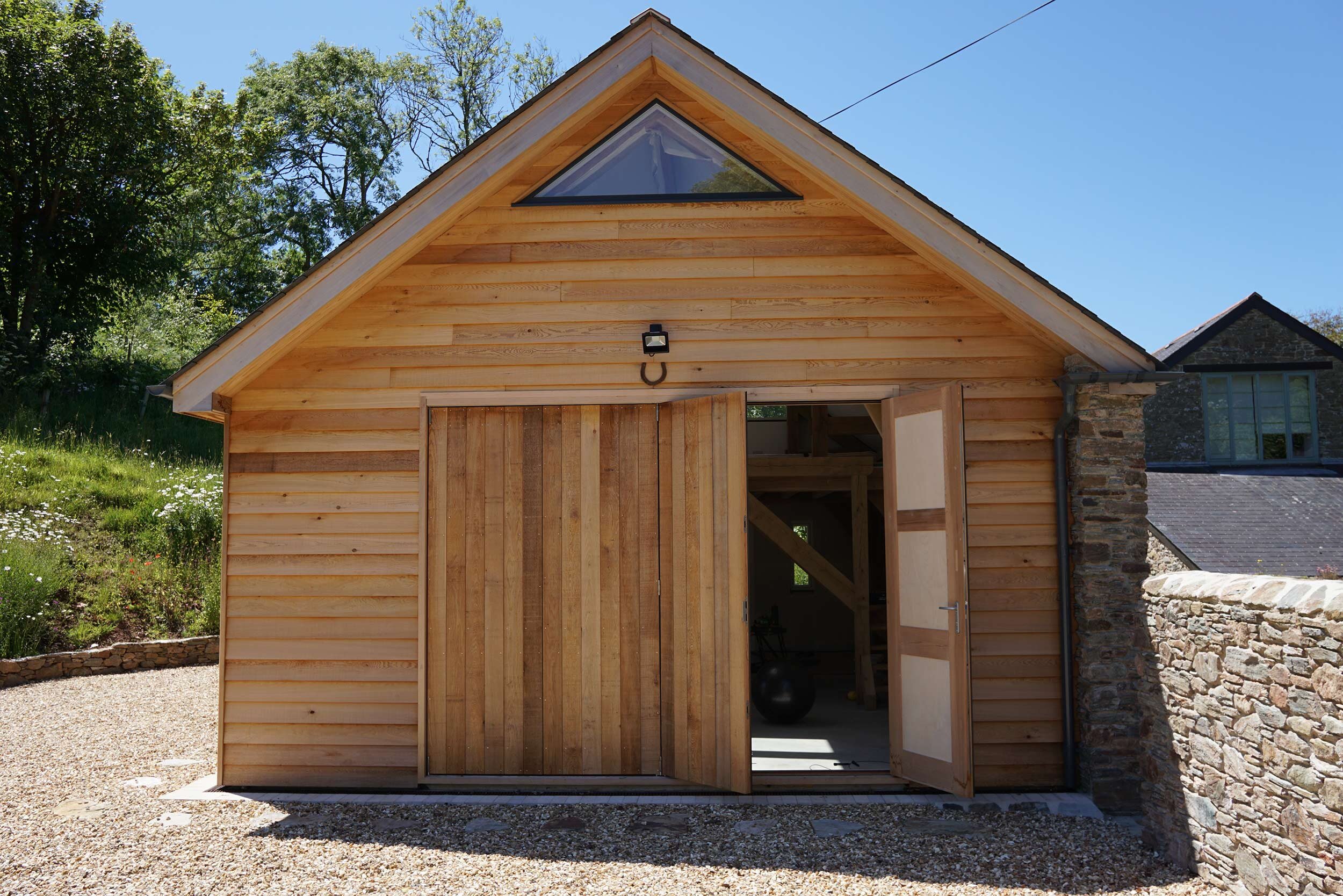 Green Oak Timber-Framed Workshop in Devon