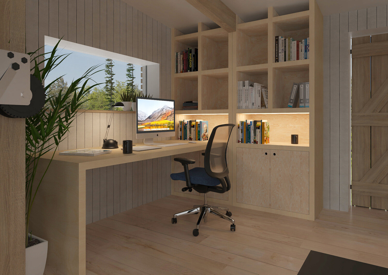 Timber interior in HUTI designed cabin