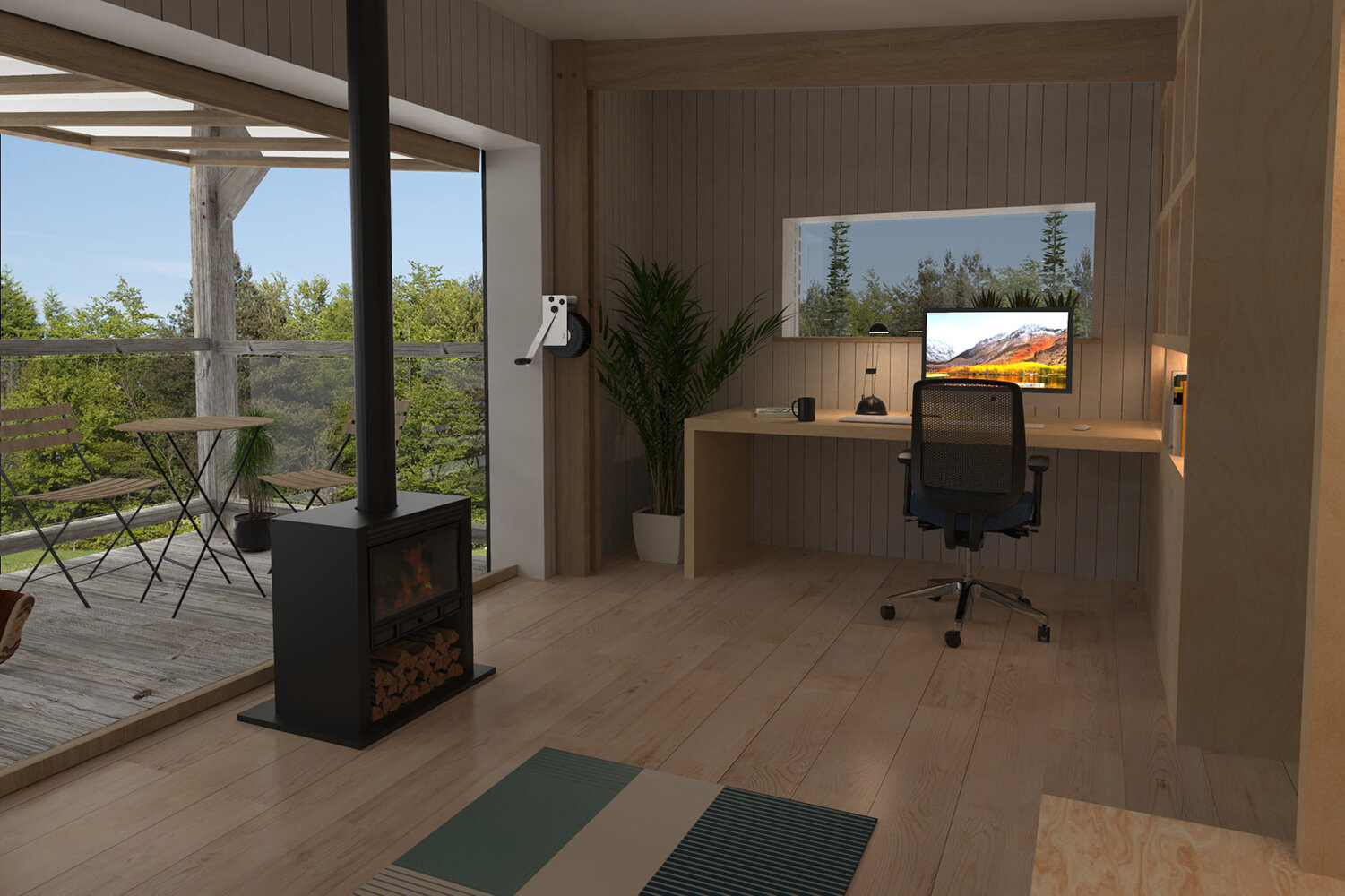 HUTI-design-for-timber-cabin-interior-for-woodland-retreat