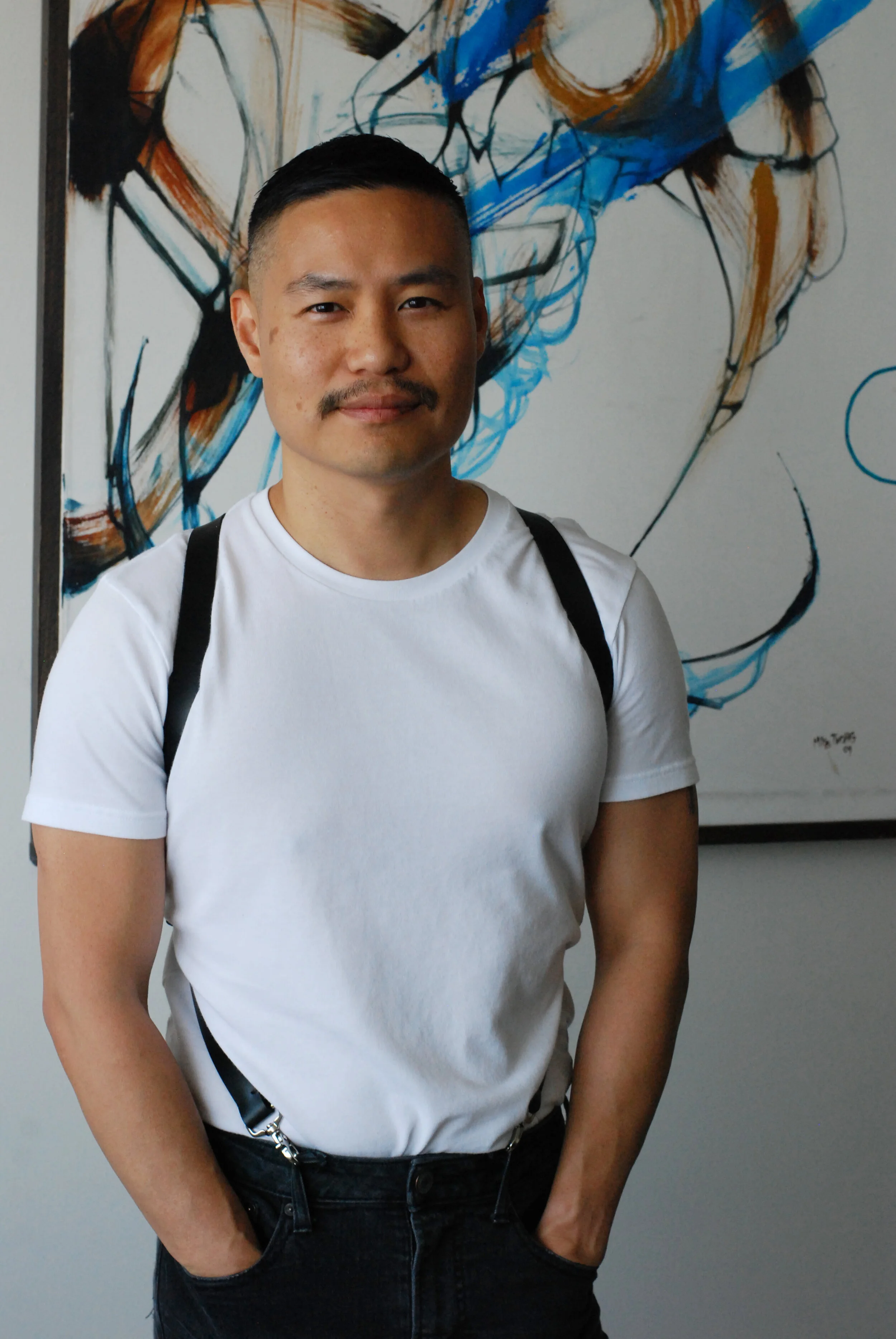   Cross Body Suspenders   Chrome tanned black leather 