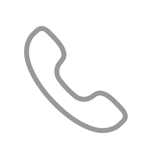 Outline of a telephone receiver in gray on a white background.