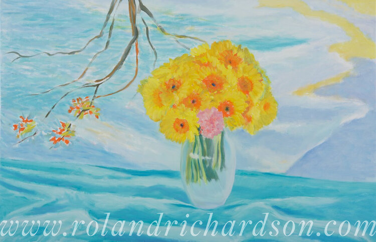 Gerber Daisies on Turquoise
