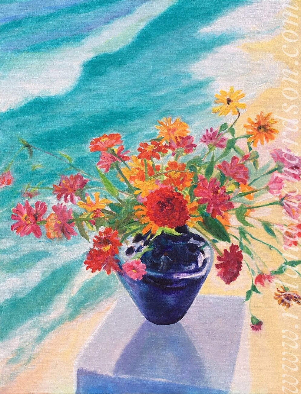 Zinnia Bouquet by the Sea