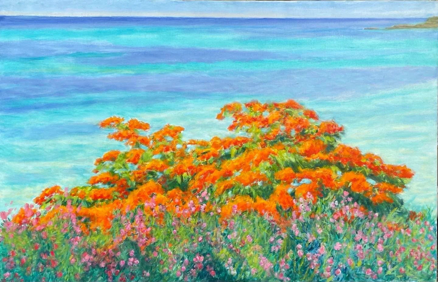Portal to Paradise, among the newest flamboyant seascapes painted  in Sir Roland Richardson&rsquo;s collection &ldquo;en Plein Air&rdquo; St. Martin.  A visual wonder, a magic carpet to an exotic world of living color.  www.rolandrichardson.com  #St.