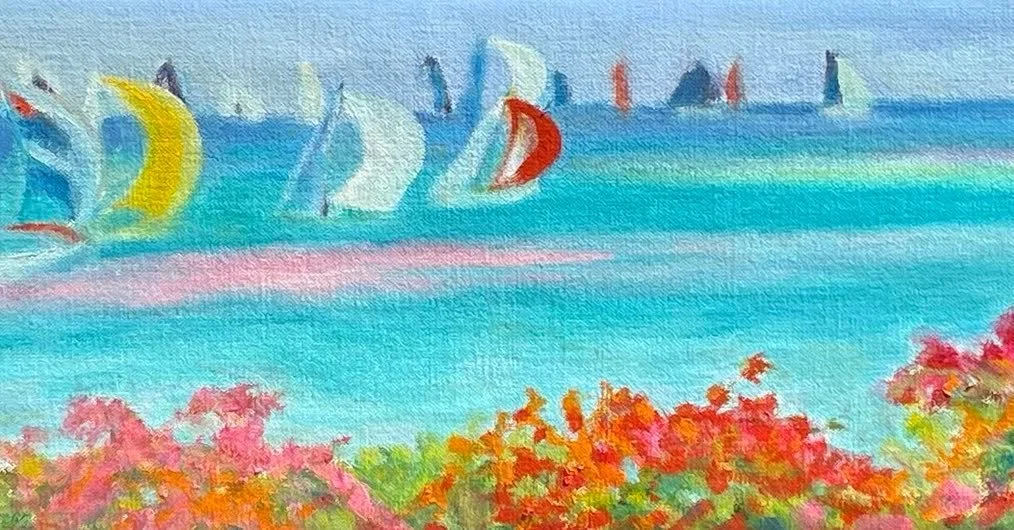 Let the Races Begin!! The 44th annual Heineken Regatta begins today, Leap Day 2024! Thankful for the excitement and beauty these races contribute to our island&rsquo;s culture! This painting by Sir Roland Richardson was created from life during last 