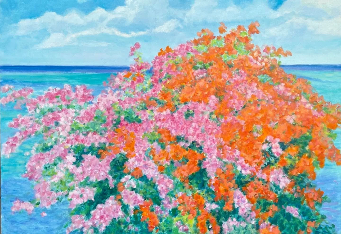 Wishing you a sun-kissed day on Valentine&rsquo;s Day! A glimpse of Paradise at La Samanna, French St. Martin. &ldquo;Bougainvillea Sunshine&rdquo; by Sir Roland Richardson painted &ldquo;en Plein Air&rdquo; on location from life. www.rolandrichardso