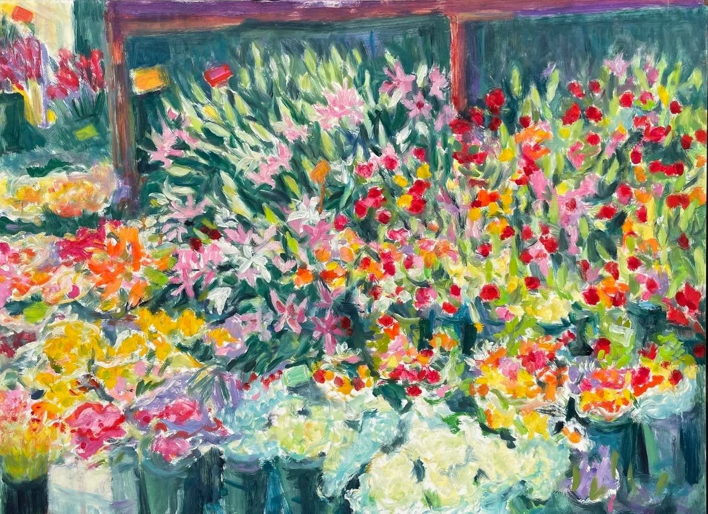 &ldquo;Flower Market, 28th and Third Ave, NYC,&ldquo; painted en Plein Air on location by Sir Roland Richardson, www.rolandrichardson.com. &ldquo;We came to NYC in 2018 for surgery Laura needed and I wanted to bring her flowers.  Suddenly the corner 