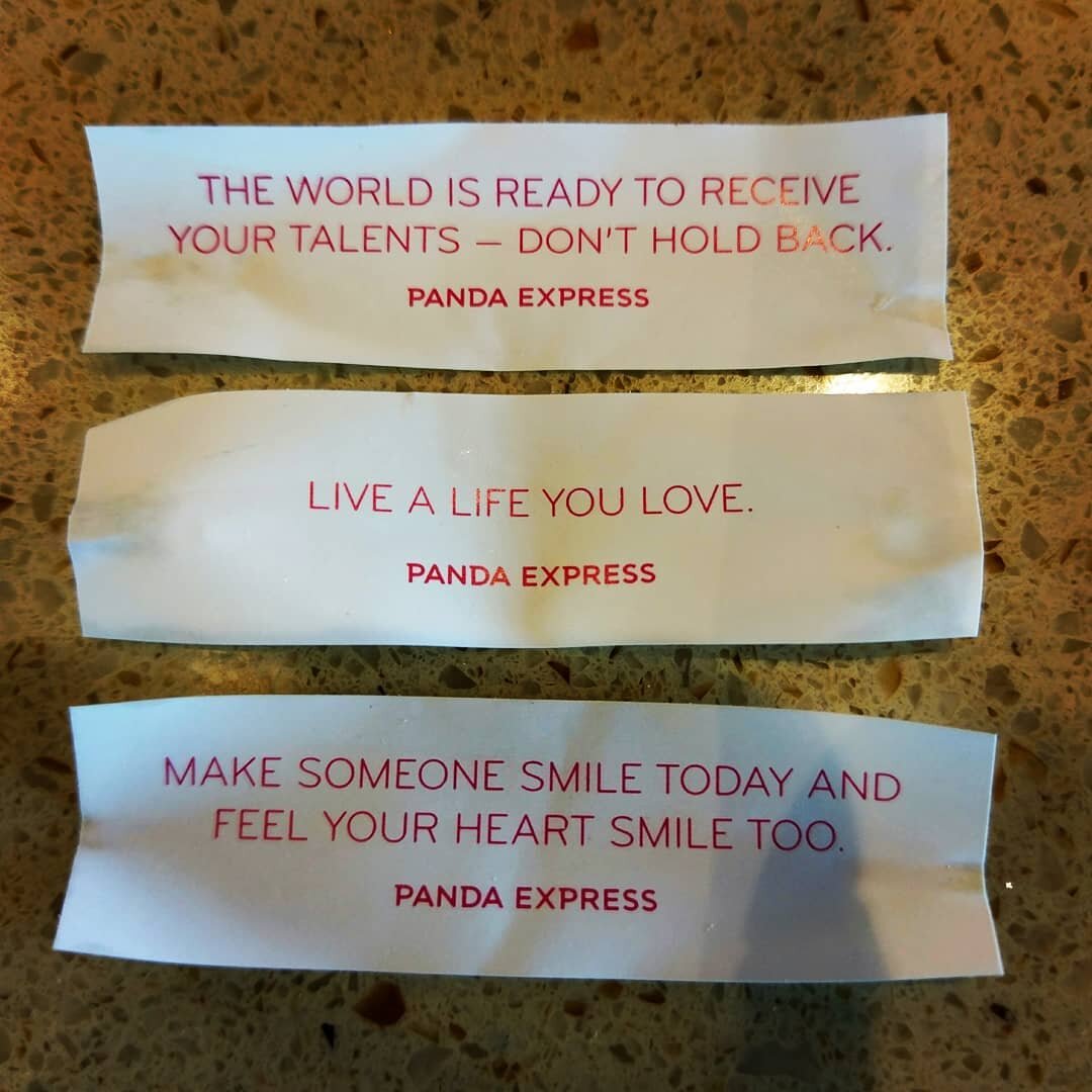 The fortunes Shannon and I got at lunch today before the recording session for Ep. 23! Sounds like it should be a good one. XD
(Shannon was lucky and got two--the top two!) #ravencycle #podcast #trc #dreamthieves
(Also not an advertisement.)
