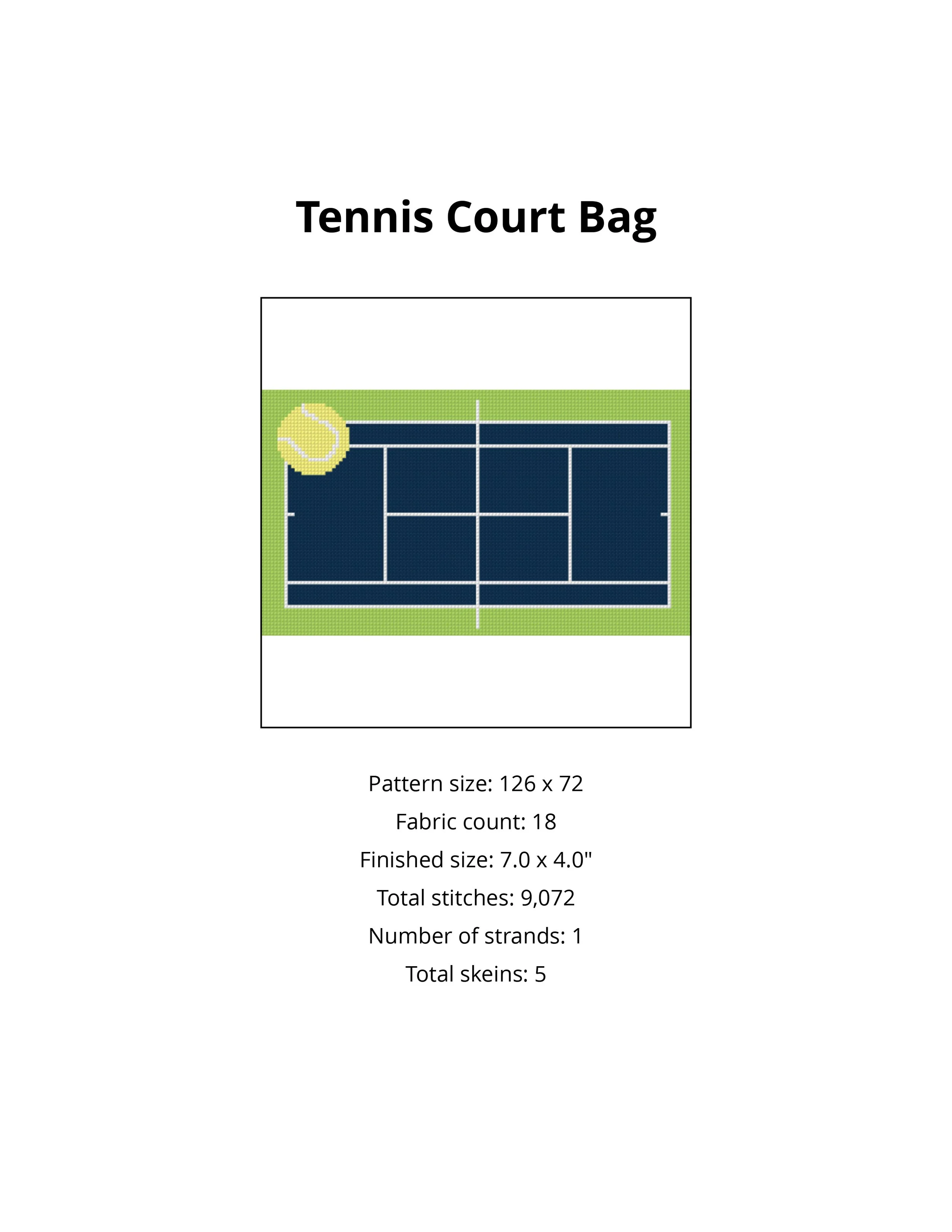 Digital Download: Tennis Court Bag Needlepoint Pattern