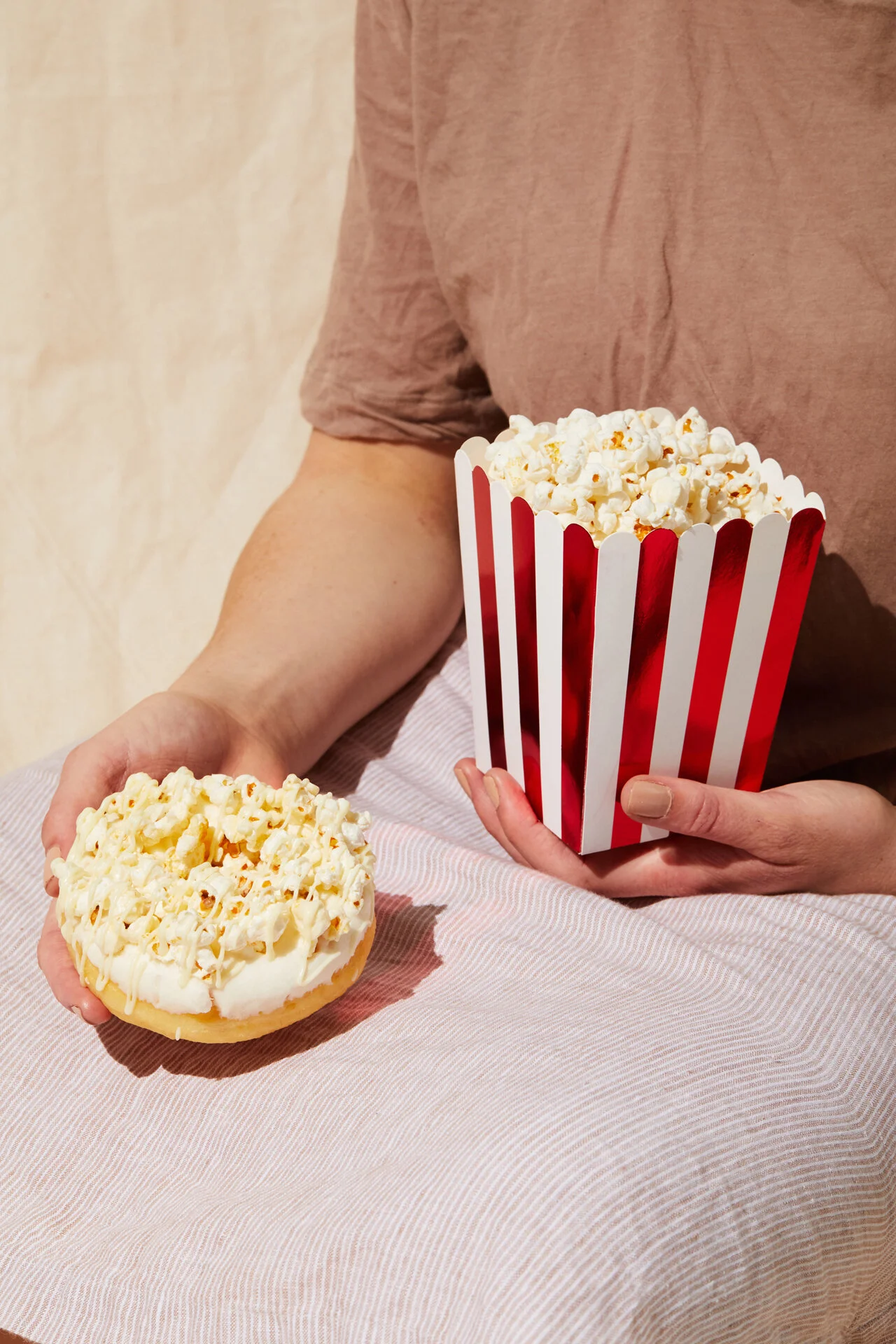Styled food photography New Zealand Mamasdonuts donuts popcorn pop