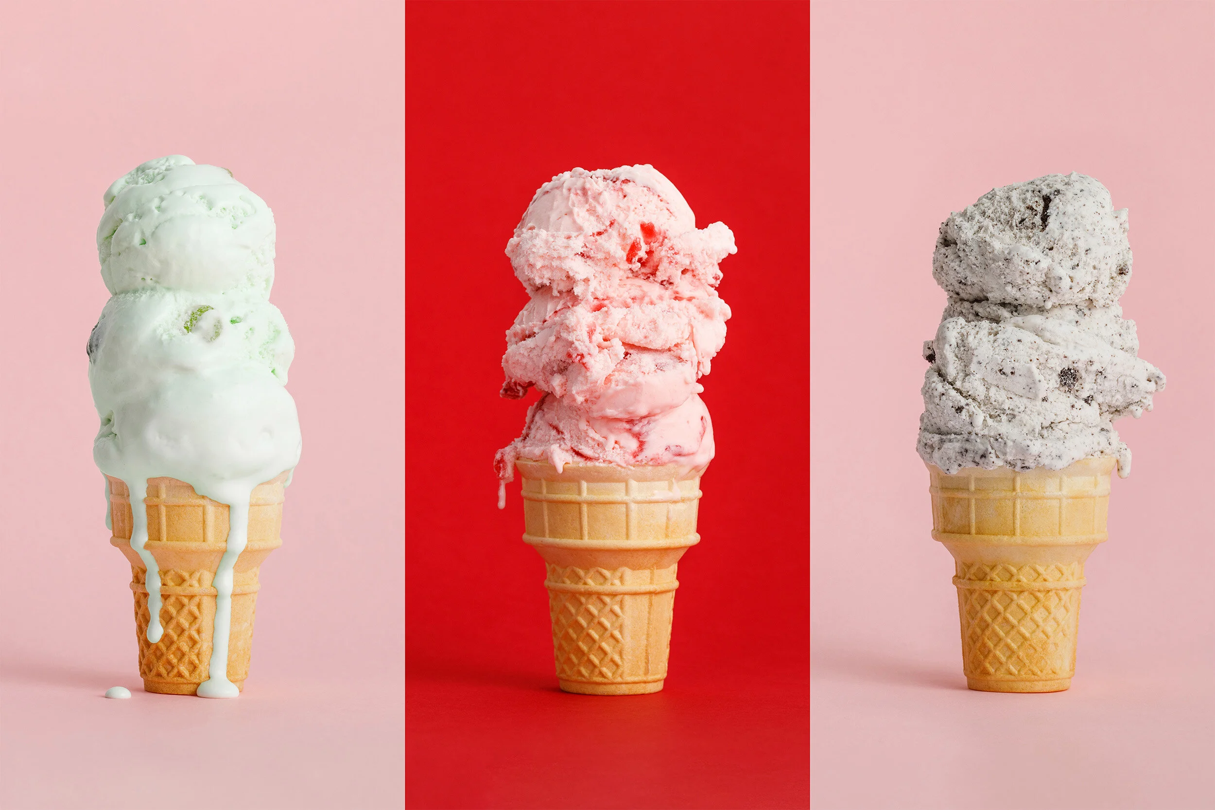 studio photography ice cream flavours melting