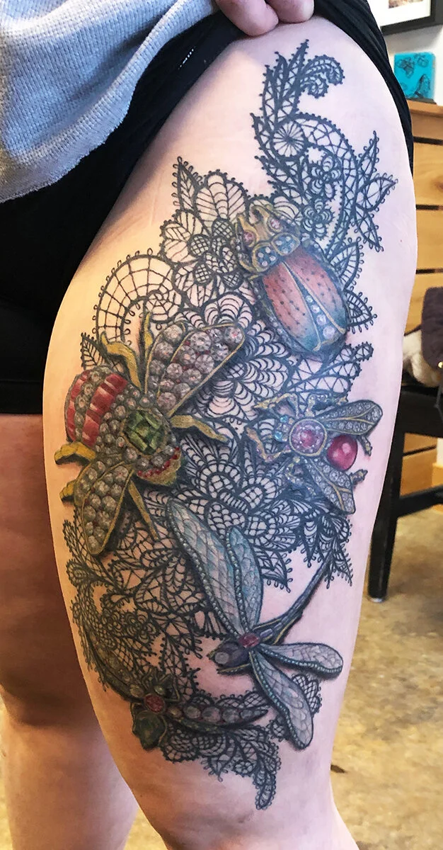 Lace and jeweled insects