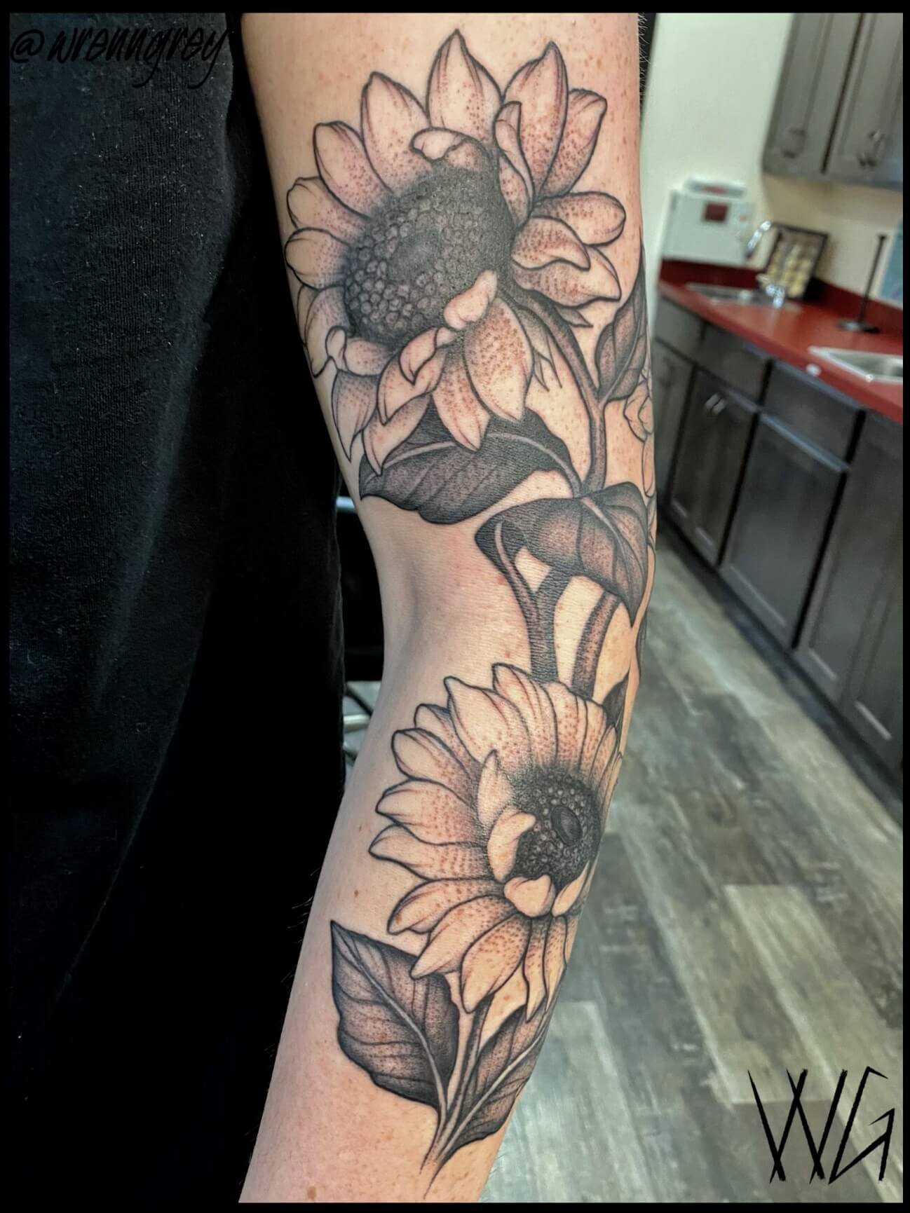 Black and Grey Flowers tattoo by Kris Busching  Post 17101