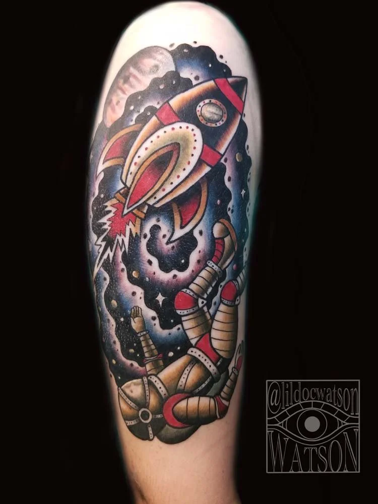 Sci-fi Rocket Space Tattoo