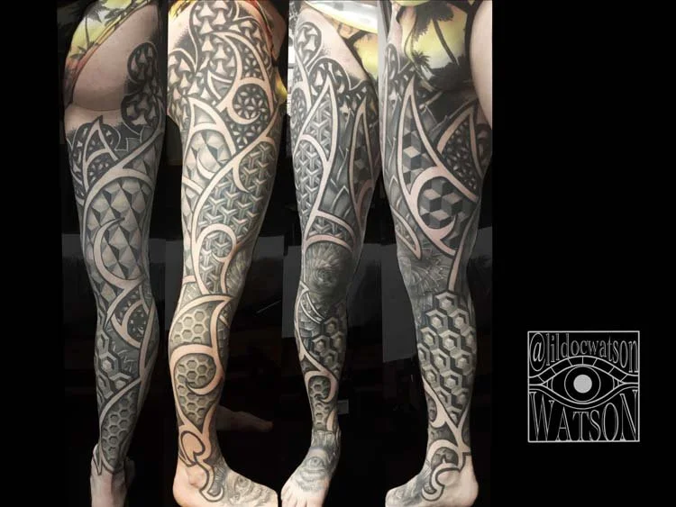 Palm tree Sacred Geometry Black Work