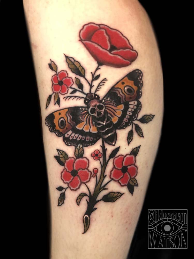 Traditional Moth Tattoo