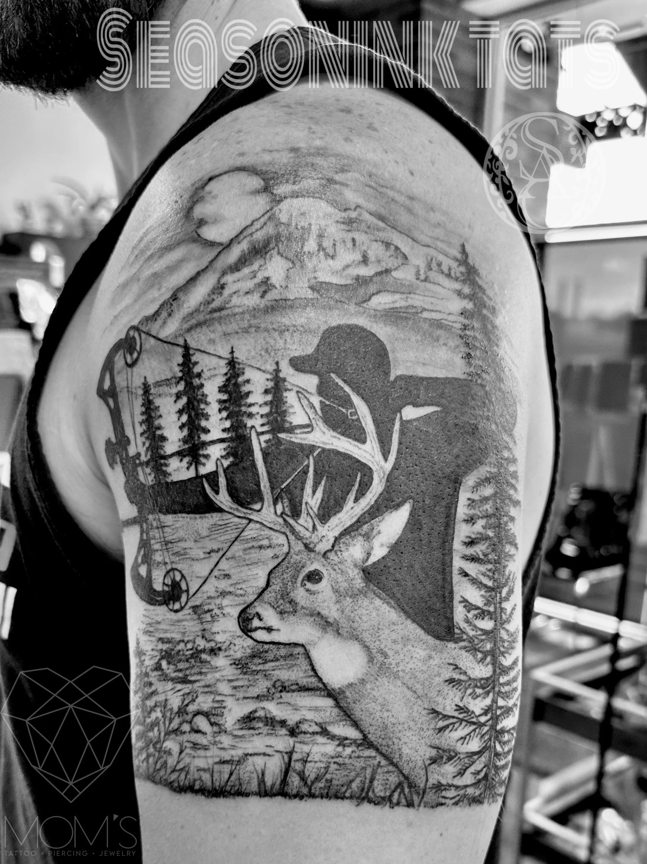 Black and grey hunter half sleeve