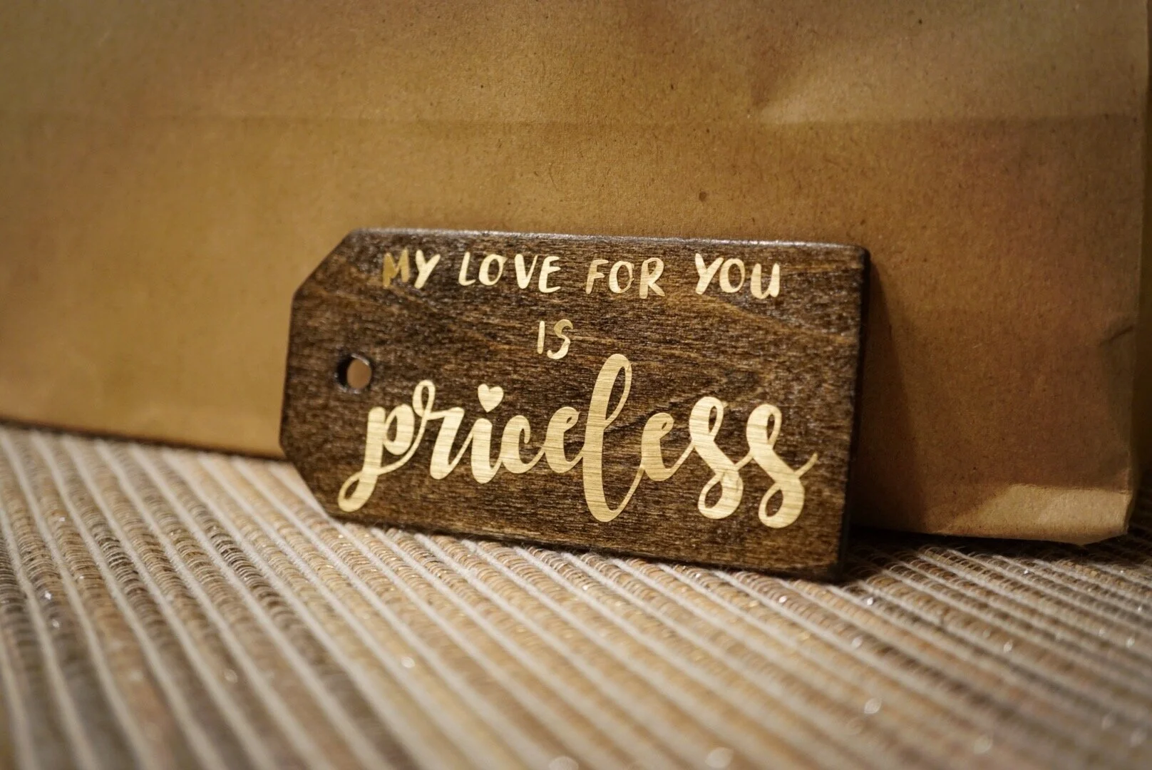 love for you is priceless wood gift tag