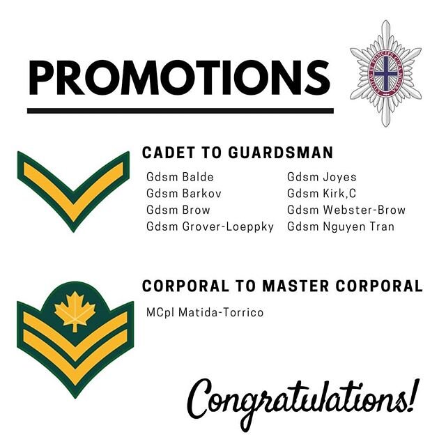 #Promotions &bull; 15 April 2020⁣
⁣
Congratulations to all our newly promoted Gdsms and MCpl!⁣
⁣
We announced the promotions at our first teleconference last night. For more information on our teleconferences, please visit our Facebook group (2784 RC