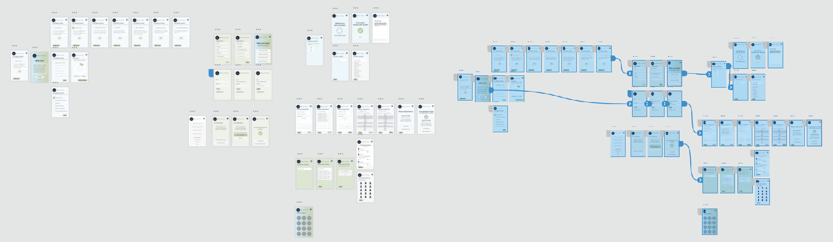 App Layout and planning, created on Adobe XD